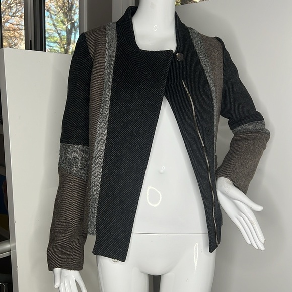 April May Sz S Gray Brown Wool Zip Button Jacket - Picture 2 of 8
